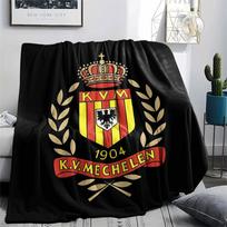 KV Mechelen spausduotas flanelės pledas, minkštas užklotas miegamojo sofai, skalbiamas, futbolo gerbėjų atributika, puiki dovana. 130cm x 150cm gray