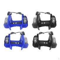 4x Adjustable Kid Skates Roller Flash Skating Shoes black