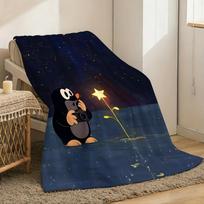 The Little Mole Throw Lightweight 240g Flannel Blanket Soft Skin-friendly for Summer Cooling 75x100cm (30x40inch) black
