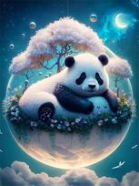 Diy Diamond Painting Panda Home Decor Embroidery Mosaic Moon Animal Cross Stitch Crystal Wall Sticker Full Round 20x30CM pink