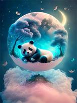 Diy Diamond Painting Panda Home Decor Embroidery Mosaic Moon Animal Cross Stitch Crystal Wall Sticker Full Round 20x30CM