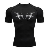 Y2K Kompresiniai marškinėliai Vyriški sporto salės Fitnesas Skeletas Treniruotės Bėgimas T-shirt Lashgard Viršus T-shirt Greitai džiūstantys trumpomis rankovėmis T-shirt 3XL black