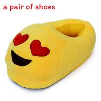 Juokingi išraiškingi pilno dengimo pliušiniai namų šlepetės su storu pamušalu žiemai Style A yellow