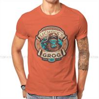 Grog Craft Beer  O Neck Tshirt Monkey Island Game Lechuck Elaine Guybrush Pure Cotton Classic T Shirt Mans Tops Oversized 3XL brown