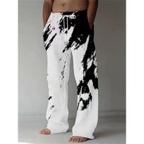 Men's 3D Retro Pattern Printed Baggy Casual Trousers,  Elastic Drawstring Waist with Pockets, for Spring Summer Home Outdoor Vacation XL gray