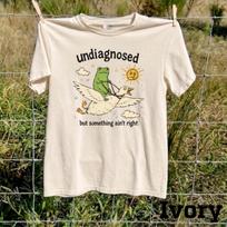 Undiagnosed But Something Ain't Right Shirt, Funny Frog Riding Goose Tee, Unhinged Meme Graphic Top, Ironic Humor Apparel, Weirdcore Frog M beige