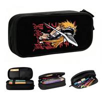 Bleach Manga Ichigo Kurosaki  School Pencil Cases Girls Boys Big Capacity Anime  Pencil Bag Pouch Students Stationery 21x10.5x5cm black