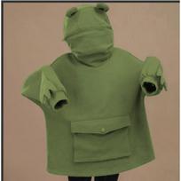Women's frog sweater women's velvet medium and long cute hooded jacket top M gray