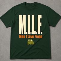 Man I Love Frogs Shirt, Retro Sunburst Tee, Unwearable Shirts, Funny Cottagecore Meme Gift, Ironic Gag Tshirt For Him Her, Toad Lover Top M
