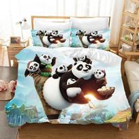 Duvet Cover Pillowcase Kung Fu Panda Bedding Set Boy Girl Bedroom Decoration Children Single Double Large Size 135x200cm black