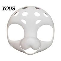 PLA Fursuit Mask Head Base Mask, DIY 3D Furry Animal White Costume Accessory Unpainted Therian for Halloween Cosplay Costume, A white