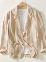 Men's Lightweight Cotton Blazer with Notched Lapel and Patch Pockets - Casual Single-Breasted Suit Jacket for Summer Vacation and Everyday Wear US XXL 90-100 KG beige