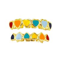 Fashion Gold Grillz Hip Hop 6 Teeth Colorful Enamel Grillz Iced Out Teeth Grill Body Jewelry auksas