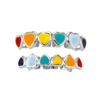 Fashion Gold Grillz Hip Hop 6 Teeth Colorful Enamel Grillz Iced Out Teeth Grill Body Jewelry white