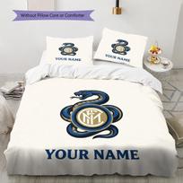 Custom Name Inter Milan Pattern Bedding Quilt Set  Home Decoration  Gift (1 * duvet cover + 2 * pillowcase  without core) 135x200cm