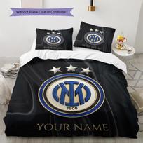 Custom Name Inter Milan Pattern Bedding Quilt Set  Home Decoration  Gift (1 * duvet cover + 2 * pillowcase  without core) 135x200cm