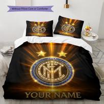 Custom Name Inter Milan Pattern Bedding Quilt Set  Home Decoration  Gift (1 * duvet cover + 2 * pillowcase  without core) 200x200cm