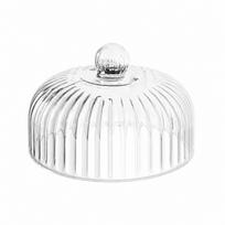 Ribbed Glass Cloche Fluted Dome Clear Cake Safeguarding for white