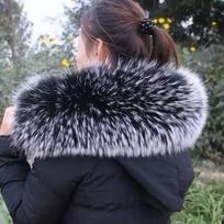 Super Large Fur Collar Winter New Real Raccoon Fur Collar Furry Warm Comfortable Coat Scarf Ladies Shawl Large Size Scarf Female 60CM 15CM black