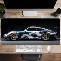 Large White Sports Car Design Mouse Pad Gaming AntiSlip Rubber Base Extended Desk Mat for Gamer Office Use Computer Accessories 30x80x0.2cm
