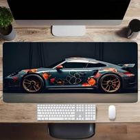 Large White Sports Car Design Mouse Pad Gaming AntiSlip Rubber Base Extended Desk Mat for Gamer Office Use Computer Accessories 40x80x0.2cm