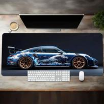 Large White Sports Car Design Mouse Pad Gaming AntiSlip Rubber Base Extended Desk Mat for Gamer Office Use Computer Accessories 40x80x0.2cm