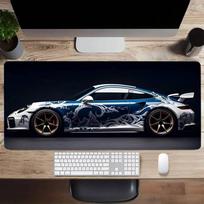 Large White Sports Car Design Mouse Pad Gaming AntiSlip Rubber Base Extended Desk Mat for Gamer Office Use Computer Accessories 40x80x0.2cm
