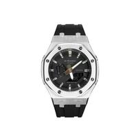 CASIO Custom Collection Kvarcinis Mechanizmas Guminė Apyrankė Laikrodis Unisex Juodas Ciferblatas GA-2100-1A1(Watch8--) Starlight Black Eclipse (Silver Case Black Strap) black