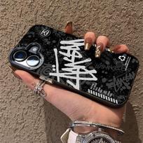 Black and white graffiti iPhone 15 Pro Max phone case for iPhone 16/14/13/12, ultra-thin 11XR/8 iPhone/iphonese3 black