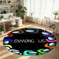 Among Us Printed Round Crystal Velvet Rug Soft Non Slip Floor Carpet For Bedroom Holiday Gift 80cmx80cm gray