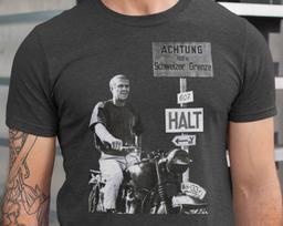 The Great Escape Shirt, Steve McQueen Tshirt, Racer biker vintage t-shirt, Motorcycle Printed Shirt, Funny Husband Gift, Bullitt Shirt 120 gray