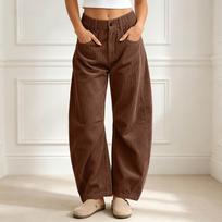 Women Corduroy Barrel Pants Baggy Wide Leg Trousers for Women S