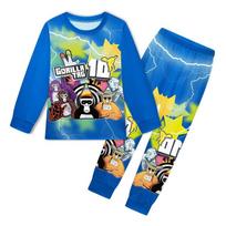 19406 Kids Boys Girls Gorilla Tag T-shirt Trousers Pajamas Sleepwear Sets 120cm mėlyna