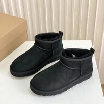 2027 Luxury‑Look Women Ultra‑Mini Ankle Snow Boots Real Leather Thick‑Heel Fur Lined Warm Non‑Slip Winter Booties 43 juoda
