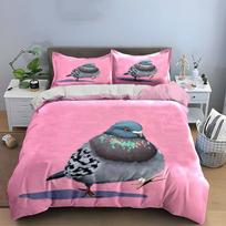 Colorful Pigeon Art Decor Set  Bedding Set with 1 Duvet Cover 2 Pillowcases Single Double King Queen, Gift EU Twin 135X200cm&set pink