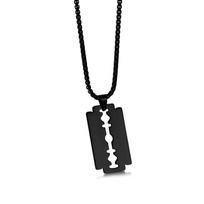 Stainless Steel Customized logo Personalized razor Blade Necklace Means Pendant Jewelry elegant&16 inches(40.64cm) juoda