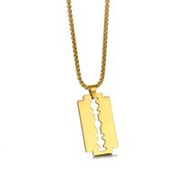 Stainless Steel Customized logo Personalized razor Blade Necklace Means Pendant Jewelry elegant&16 inches(40.64cm) auksas