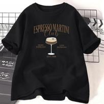 Kokteilis ir socialinis Espresso Martini klubo marškinėliai Juokingi gėrimo Martini mėgėjo marškinėliai Atsitiktiniai trumpomis rankovėmis, apvalia iškirpte, su grafika Y2K XXXL black
