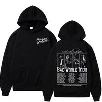 Pop karalius Michael Jackson Bad Pasaulinės Ekskursijos Hoodies Vyrams Moterims Laisvalaikio Aukštos Kokybės Megztiniai Hip Hop Vintage Ilgomis Rankovėmis Su Gobtuvu XL black