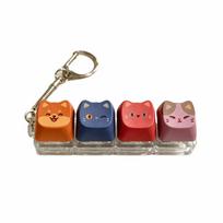 Cute Cat Keyboard Fidget Keychain Finger Button Keycap Mechanical Keycap Keyring  Pendant 4-key (Style J)