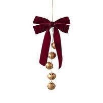 Velvet Christmas Bell Pendant Antique Gold Bells Xmas Tree Pendant  Front Door Red Style C