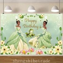 Princess Frog Tiana Birthday Backdrop Party Photo Background Banner Supplies 59x51.1inch/150*130cm