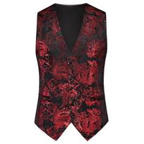 Vyriška korėjietiško stiliaus slim fit liemenė kostiumui Vyriška lengva laisvalaikio liemenė Rudens mada Formali suknelės liemenė Vyriškos margintos kostiuminės liemenės 5XL raudona