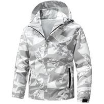 Men's Camouflage Hooded Windbreaker: Thick, Warm, Windproof Jacket for Autumn/Winter Outdoor and Mountaineering, Plus Sizes Available. XL white