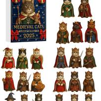 Kalėdų Grinčo Šuo Katė Akrilinis Advento Kalendorius Su 24 Gyvūnų Dekoracijomis Šventinei Dovana Medieval Cat2