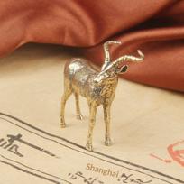 Old Fashioned Vintage Brass Antelope Statue Retro Animal Sculpture Tea Pet Home Office Desk Decor Collectible Gift one size brown