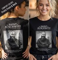 St Maximilian Kolbe Shirt | Priest Prisoner Saint Tee | Catholic Martyr Gift | Comfort Colors 16670 Auschwitz Polish Franciscan Apparel 110 brown