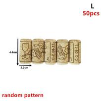 50/100Pcs Printed Wine Corks Stopper Reusable Sealing Wood Lid Cap Wine Bottle Stopper For Bottle Bar Tools Kitchen Accessories L 50PCS beige