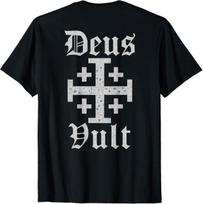 Deus Vult | Jerusalem Cross | Christian Templar T-Shirt BACK SIDE 2XL white