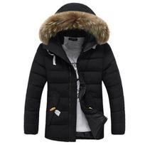 Prabangus vyriškas parkas su gobtuvu iš dirbtinio kailio, pamušalu ir pašiltinimu, šilta žiemos striukė Black,2XL black